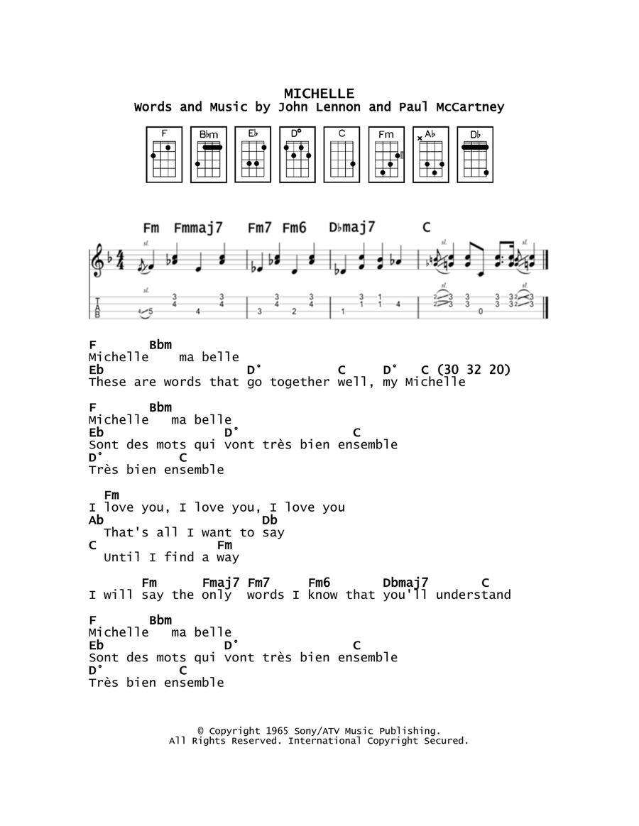 Michelle Michelle Ukulele scores gallery preview page 1