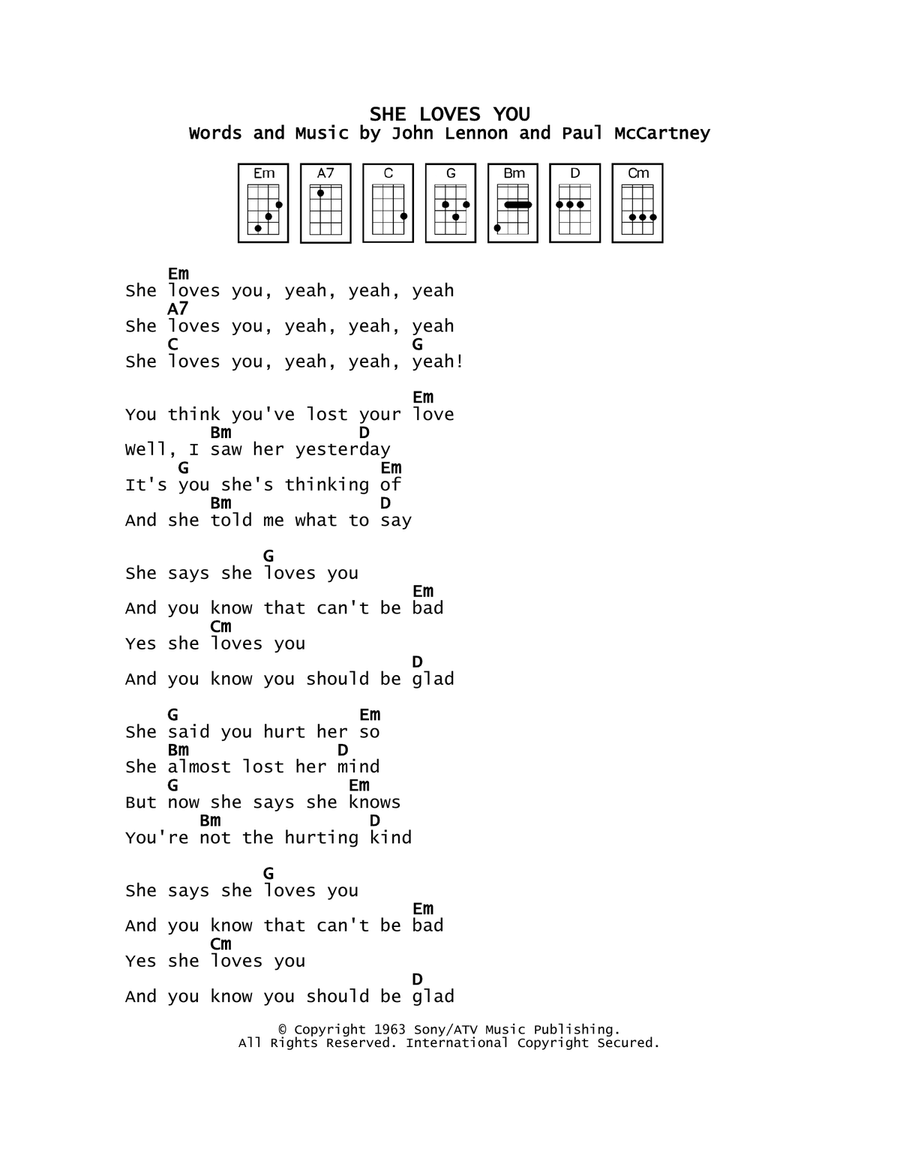 She Loves You She Loves You Ukulele scores gallery preview page 1