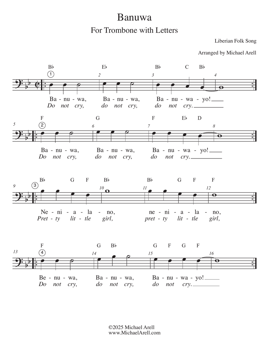 Banuwa for Trombone Bass Trombone scores gallery preview page 1