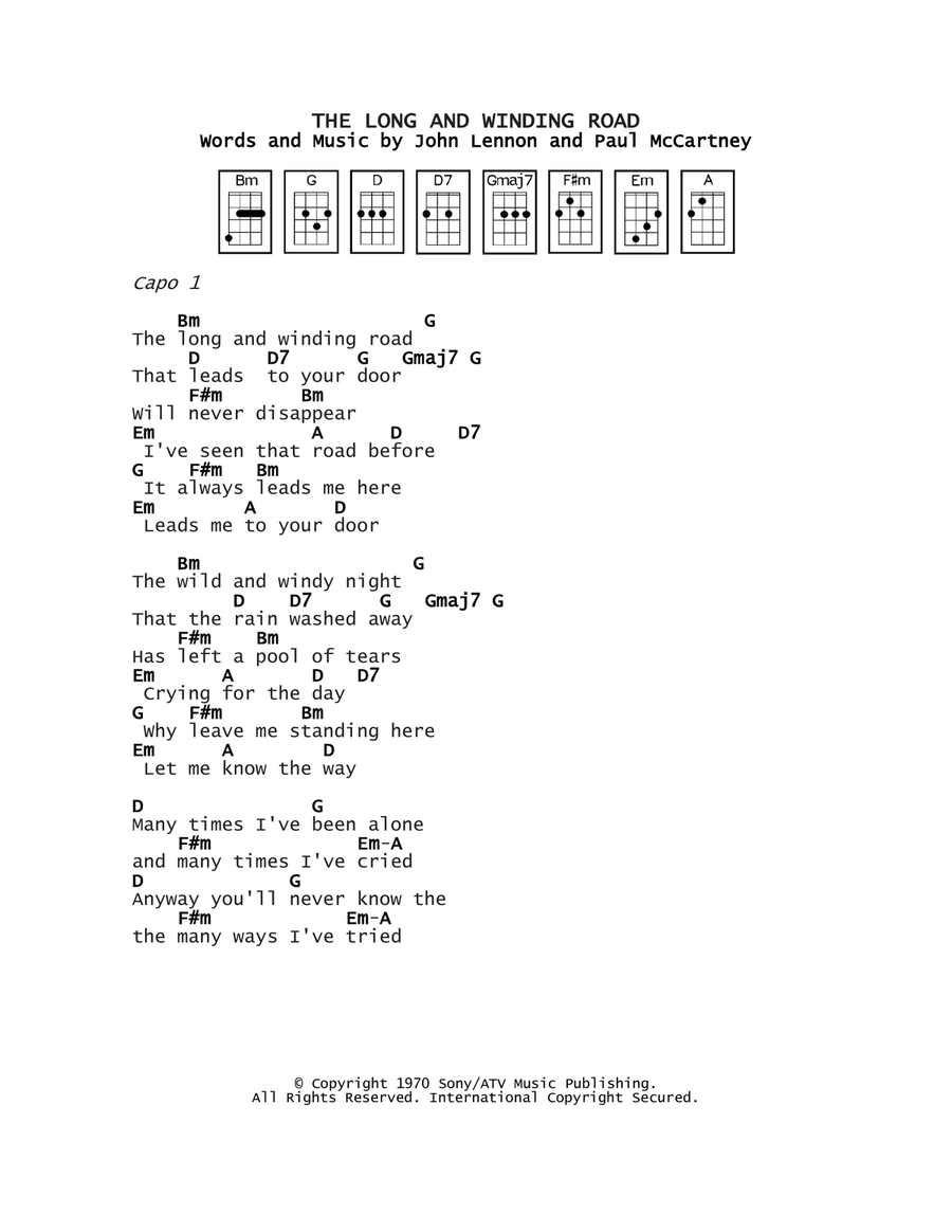 The Long And Winding Road Ukulele scores gallery preview page 1