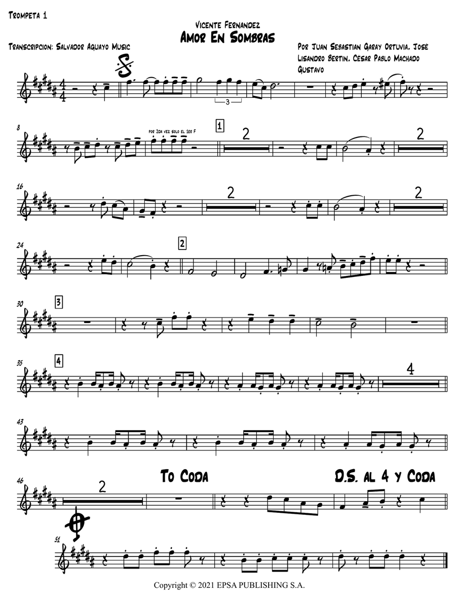 Amor En Sombras Amor En Sombras Trumpet Duet scores gallery preview page 1
