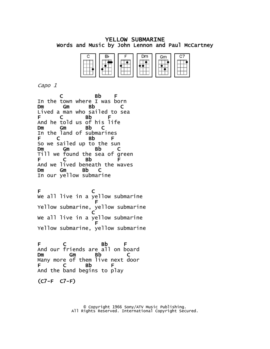 Yellow Submarine Yellow Submarine Ukulele scores gallery preview page 1