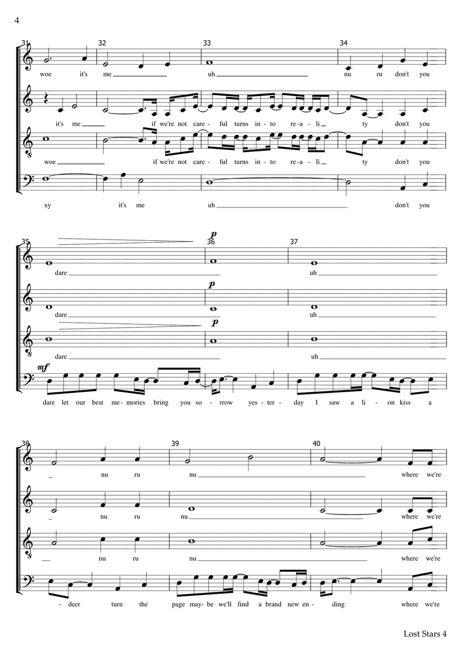 Lost Stars Lost Stars 4-Part scores gallery preview page 4
