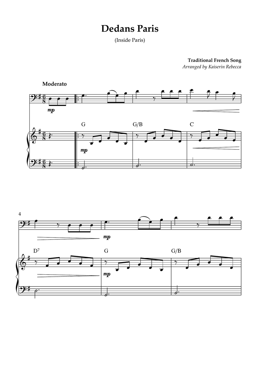 Dedans Paris (Inside Paris) Piano scores gallery preview page 1