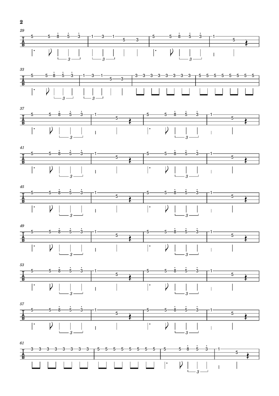 Seven Nation Army Seven Nation Army Bass Guitar Tablature scores gallery preview page 2