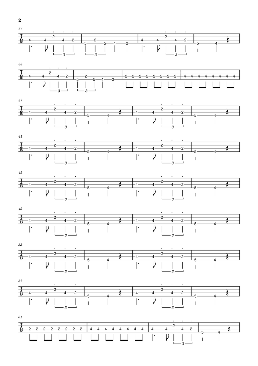 Seven Nation Army Seven Nation Army Bass Guitar Tablature scores gallery preview page 2