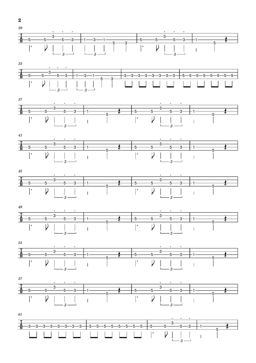 Seven Nation Army Seven Nation Army Bass Guitar Tablature scores gallery preview page 2