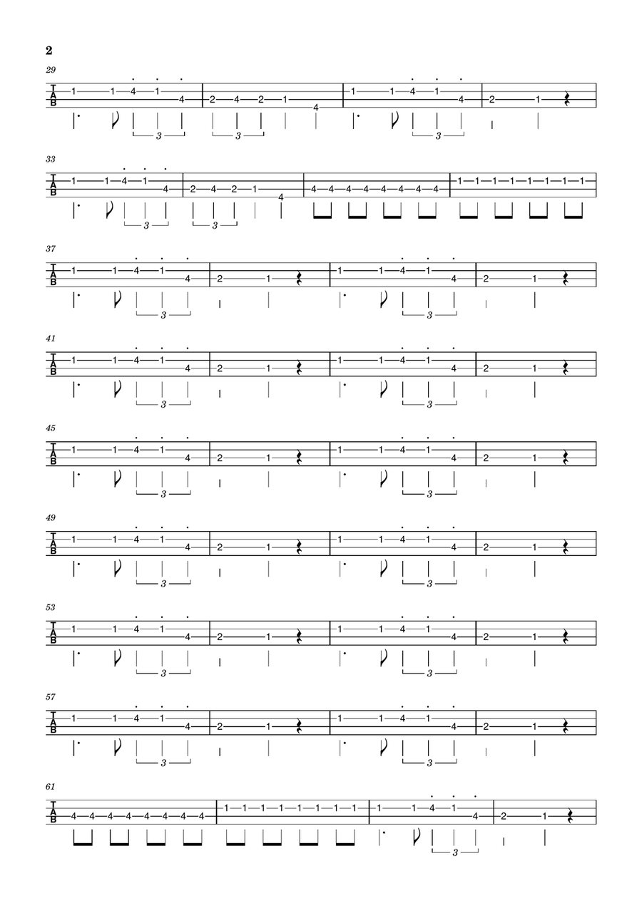 Seven Nation Army Seven Nation Army Bass Guitar Tablature scores gallery preview page 2