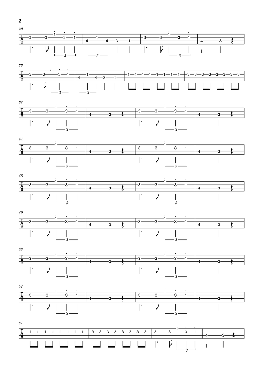 Seven Nation Army Seven Nation Army Bass Guitar Tablature scores gallery preview page 2