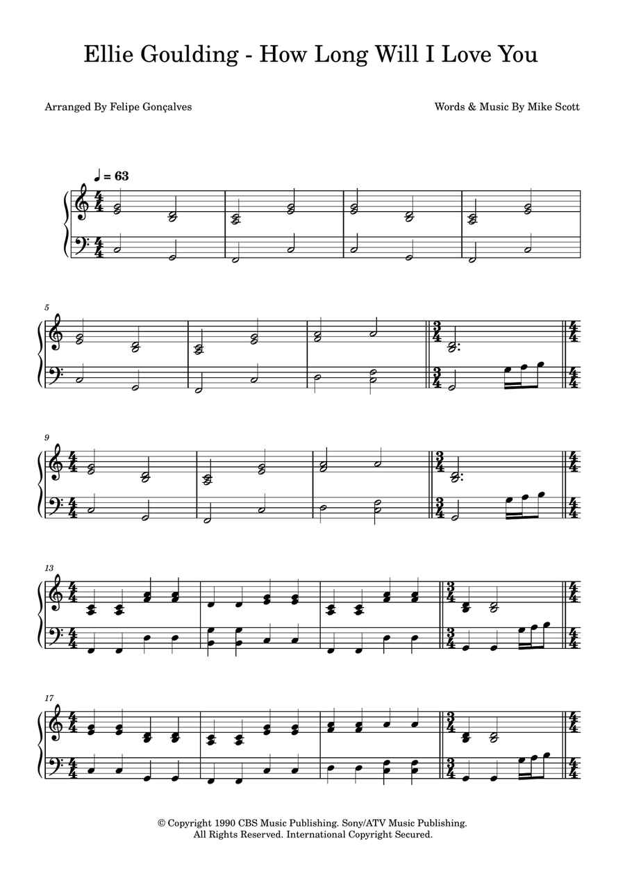 How Long Will I Love You How Long Will I Love You Easy Piano scores gallery preview page 1