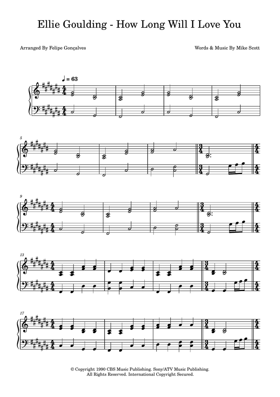 How Long Will I Love You How Long Will I Love You Easy Piano scores gallery preview page 1