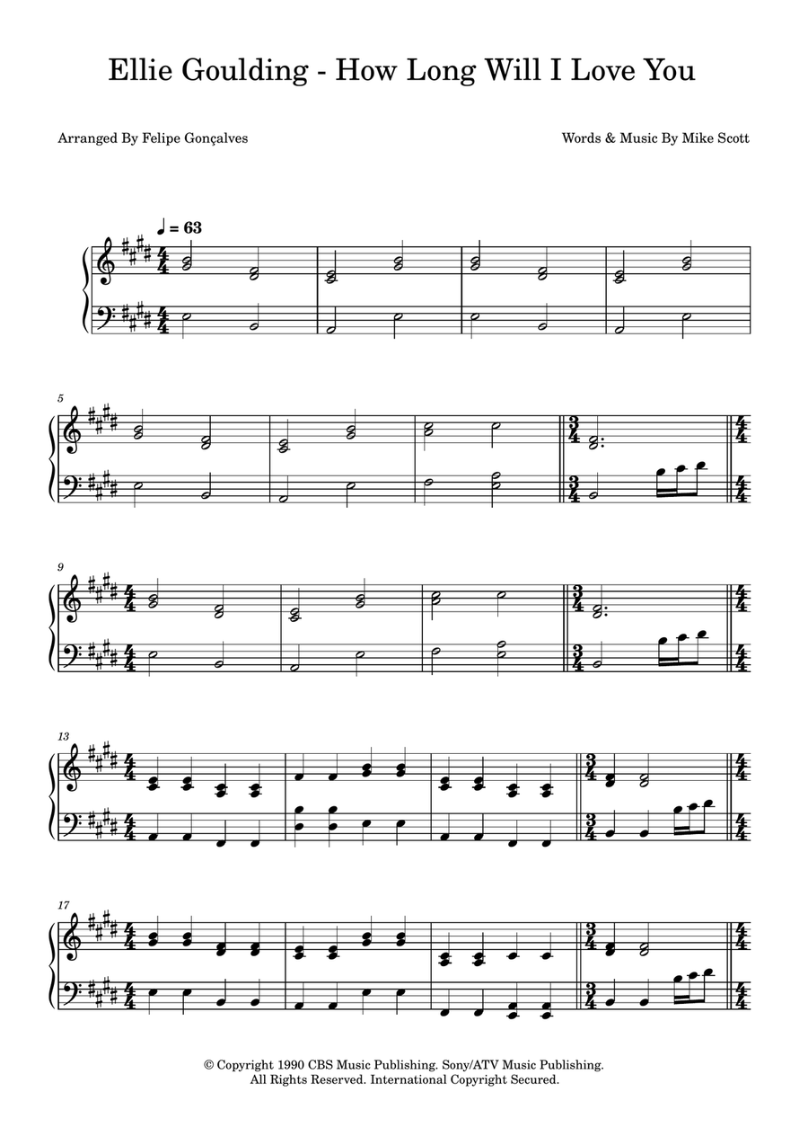 How Long Will I Love You How Long Will I Love You Easy Piano scores gallery preview page 1
