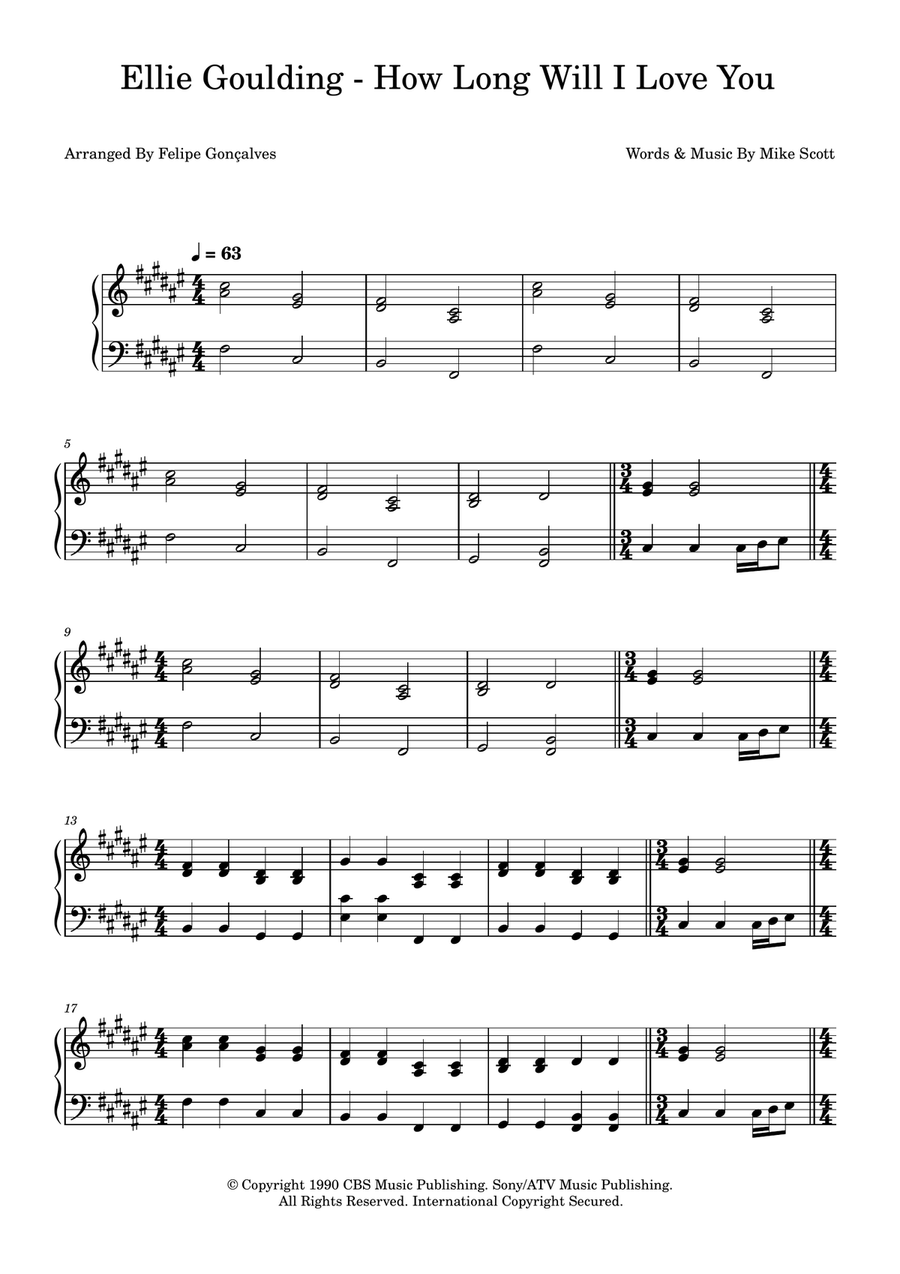 How Long Will I Love You How Long Will I Love You Easy Piano scores gallery preview page 1