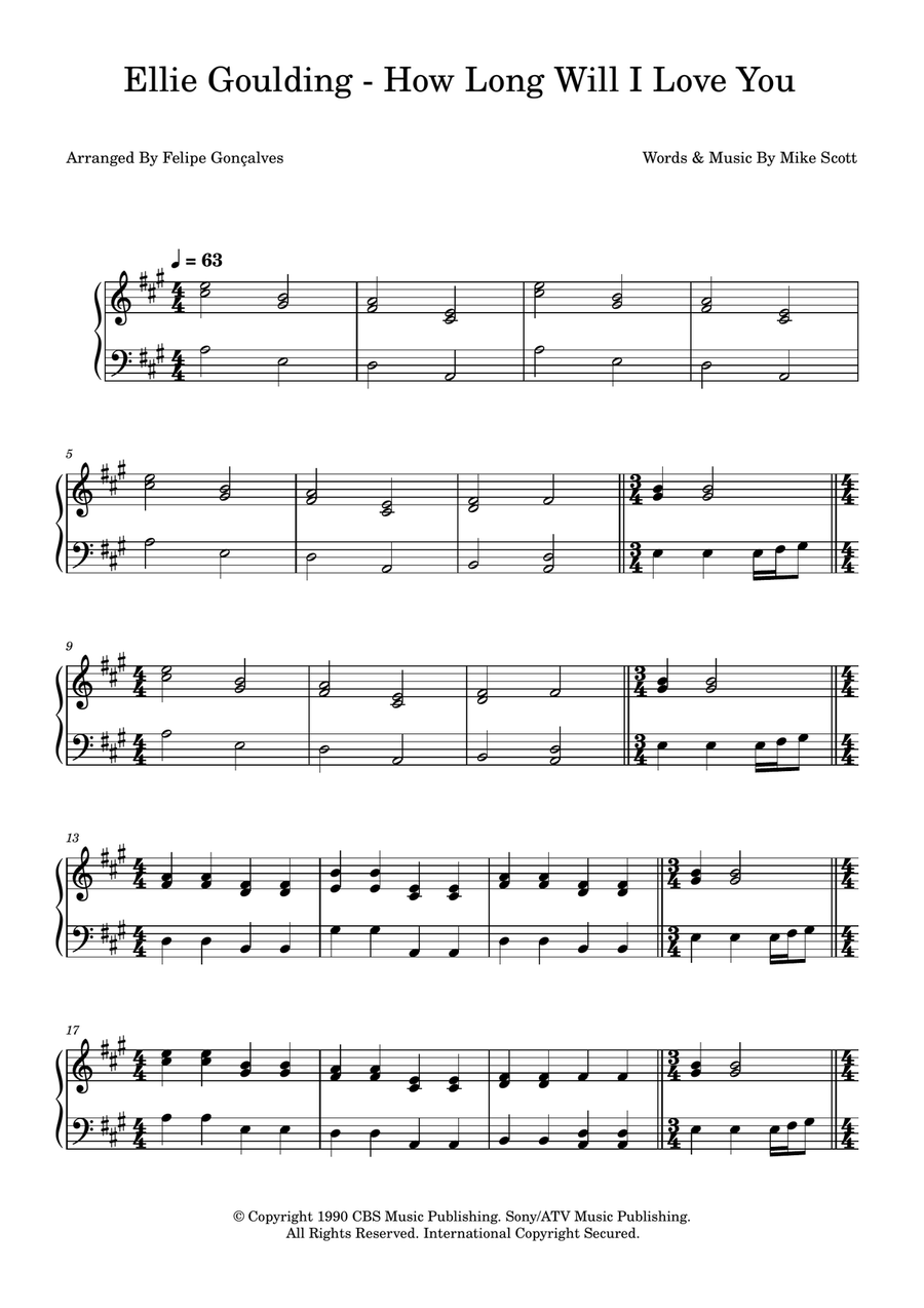 How Long Will I Love You How Long Will I Love You Easy Piano scores gallery preview page 1