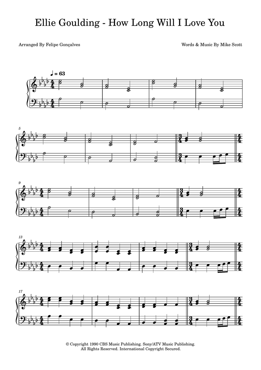 How Long Will I Love You How Long Will I Love You Easy Piano scores gallery preview page 1
