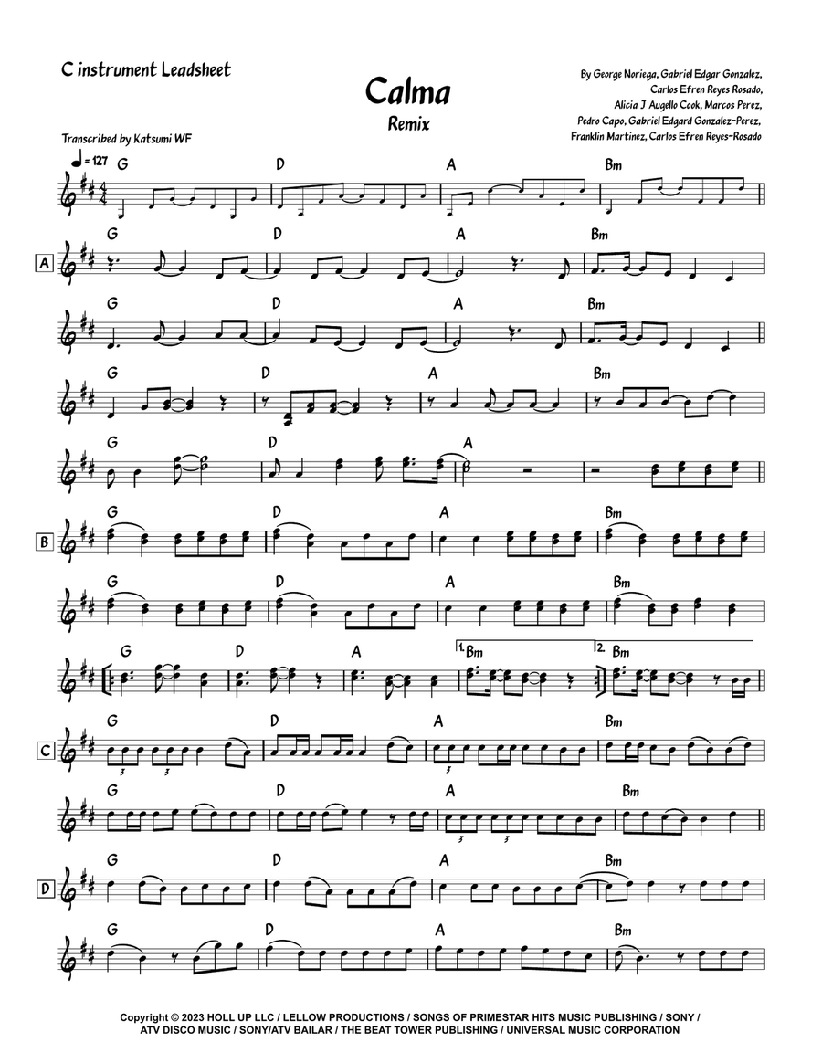 Calma (Remix) Piano scores gallery preview page 1