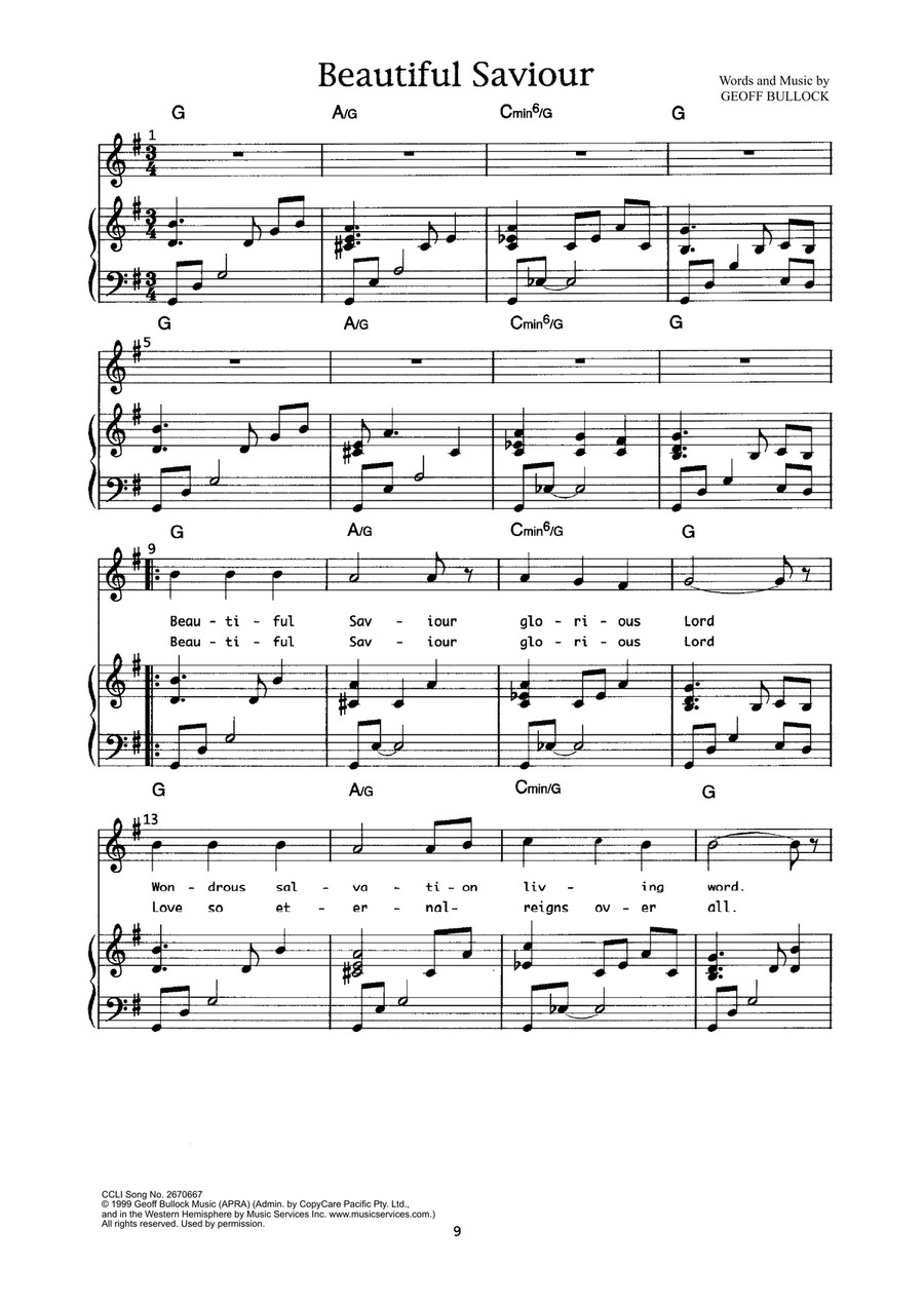 Beautiful Saviour Beautiful Saviour Piano, Vocal scores gallery preview page 1