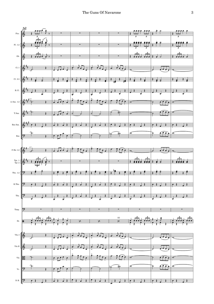 The Guns Of Navarone The Guns Of Navarone Full Orchestra scores gallery preview page 3