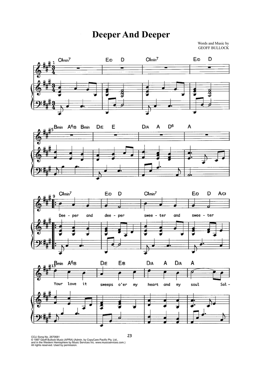 Deeper And Deeper Deeper And Deeper Piano, Vocal scores gallery preview page 1