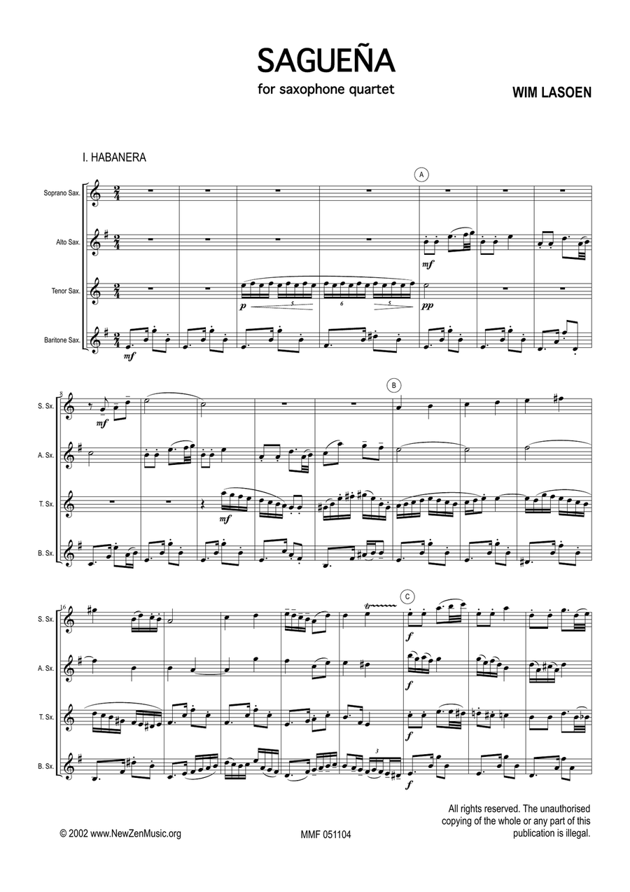 SAGUEÑA SAGUEÑA Saxophone Quartet scores gallery preview page 2