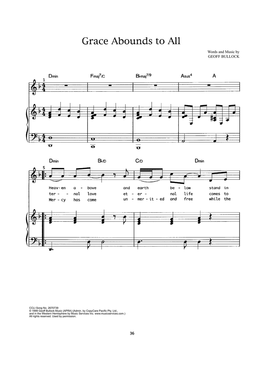 Grace Abounds To All Grace Abounds To All Piano, Vocal scores gallery preview page 1
