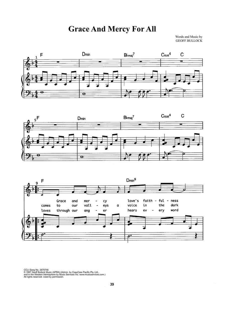 Grace And Mercy For All Grace And Mercy For All Piano, Vocal scores gallery preview page 1
