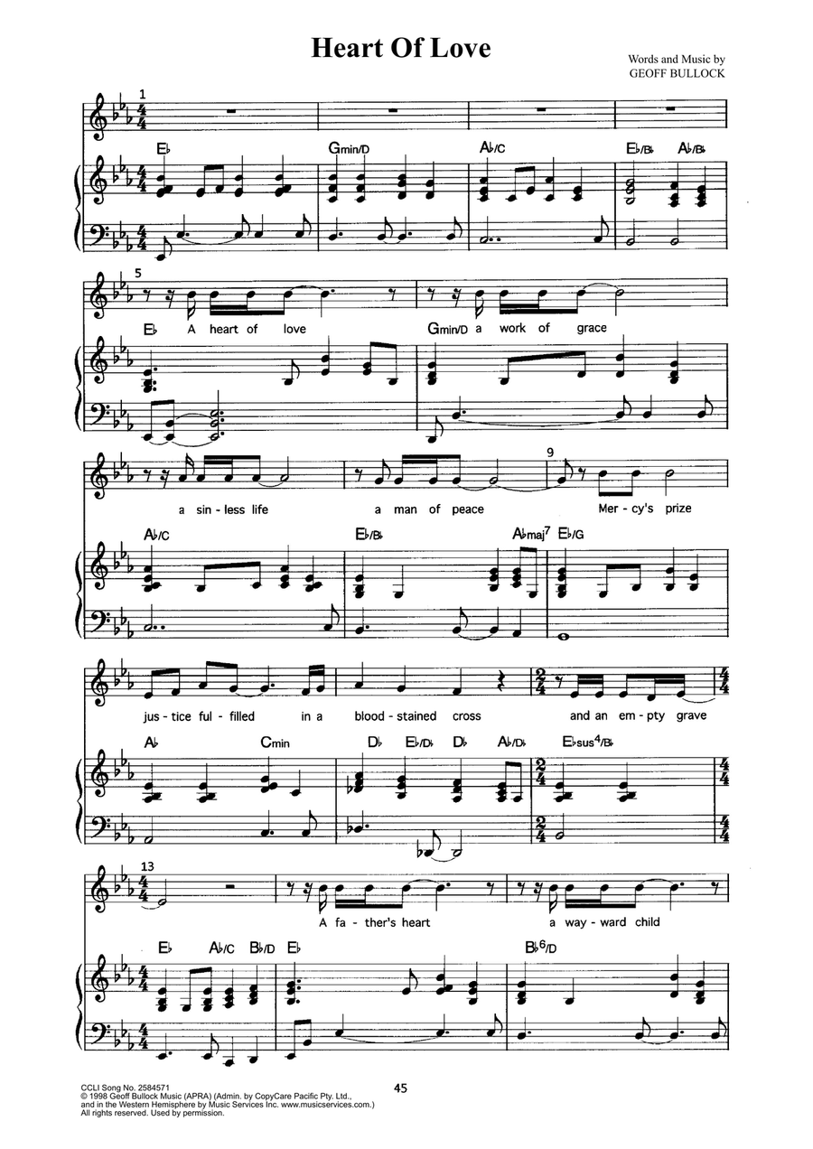 Heart Of Love Heart Of Love Piano, Vocal scores gallery preview page 1