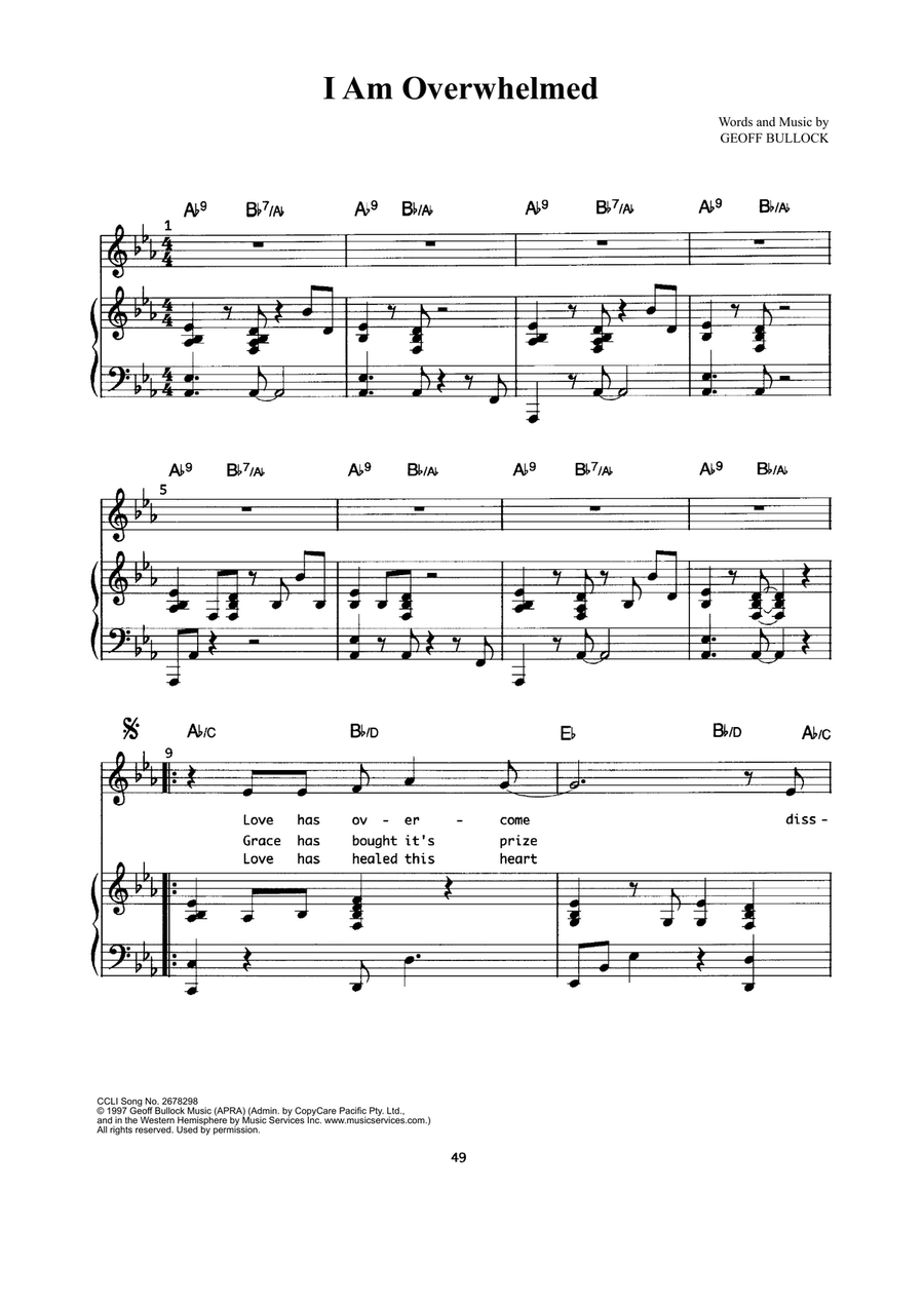 I Am Overwhelmed I Am Overwhelmed Piano, Vocal scores gallery preview page 1