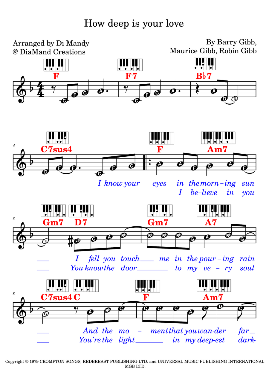 How Deep Is Your Love How Deep Is Your Love Piano scores gallery preview page 1
