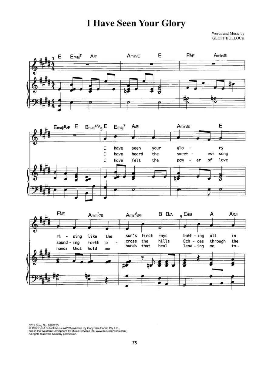 I Have Seen Your Glory I Have Seen Your Glory Piano, Vocal scores gallery preview page 1