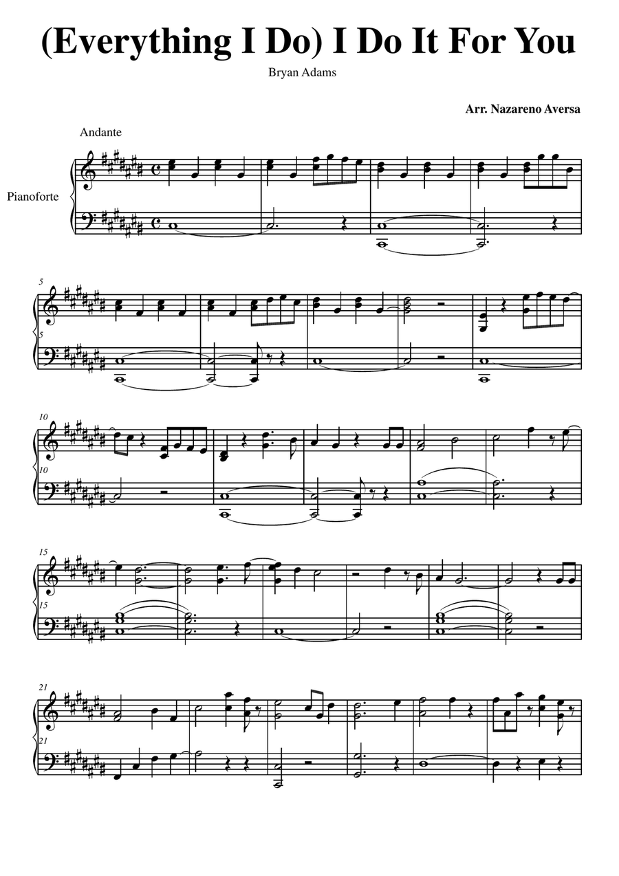 (Everything I Do) I Do It For You Piano Solo scores gallery preview page 1