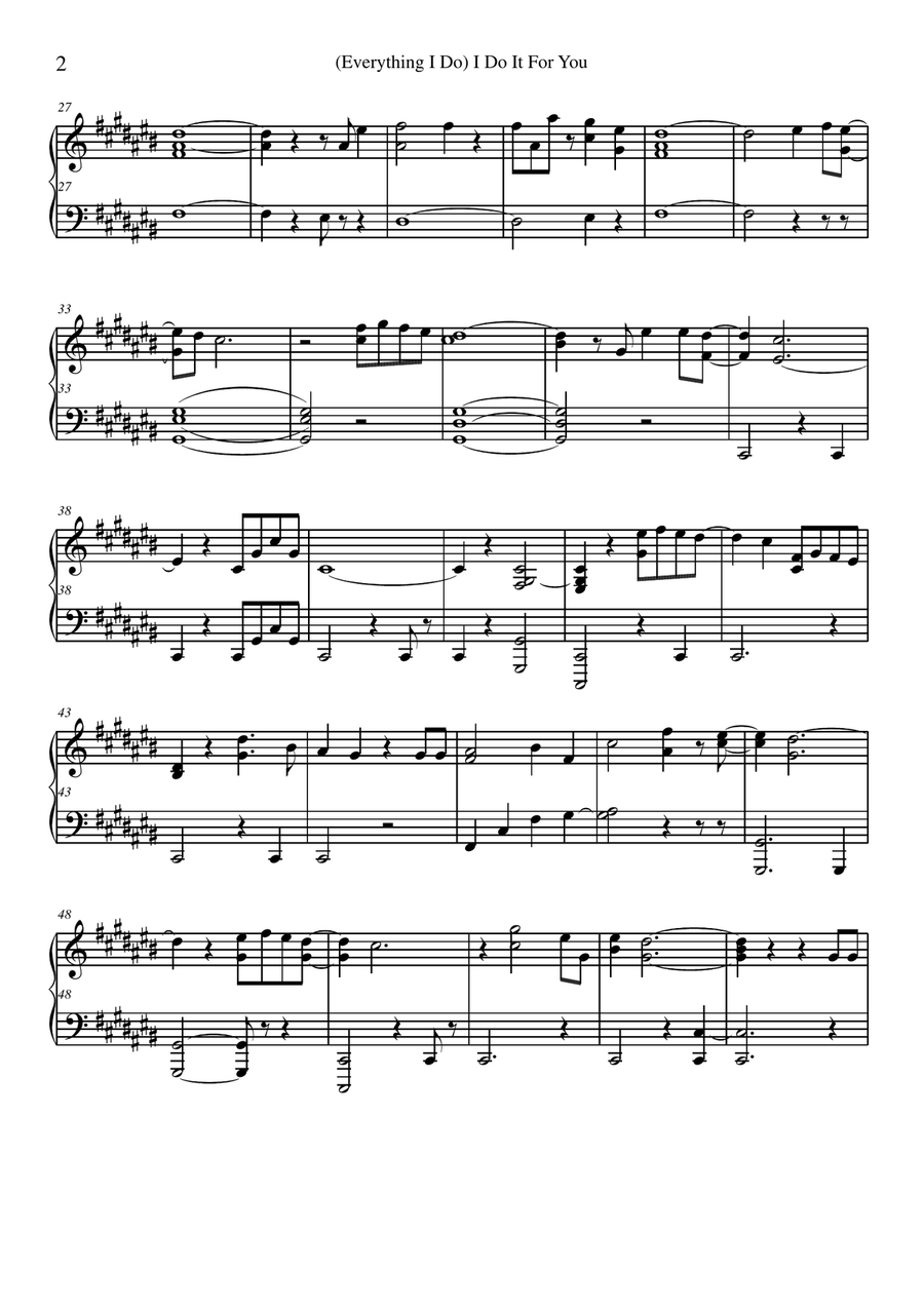 (Everything I Do) I Do It For You Piano Solo scores gallery preview page 2