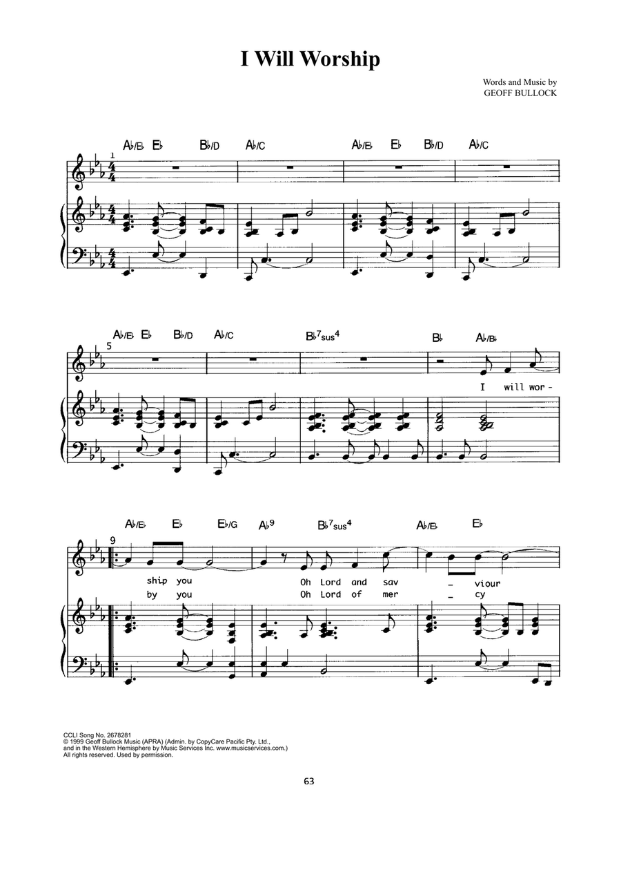 I Will Worship I Will Worship Piano, Vocal scores gallery preview page 1
