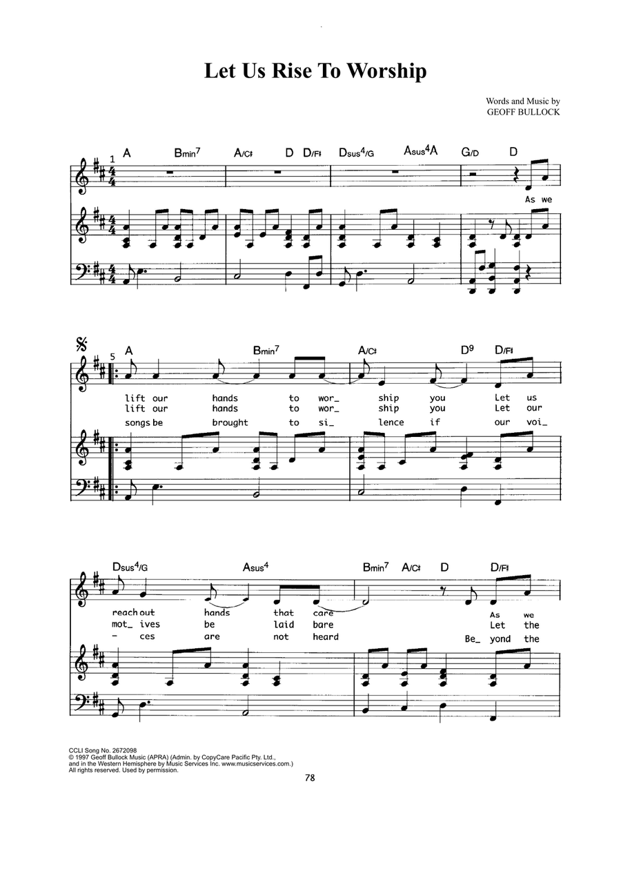 Let Us Rise To Worship Let Us Rise To Worship Piano, Vocal scores gallery preview page 1