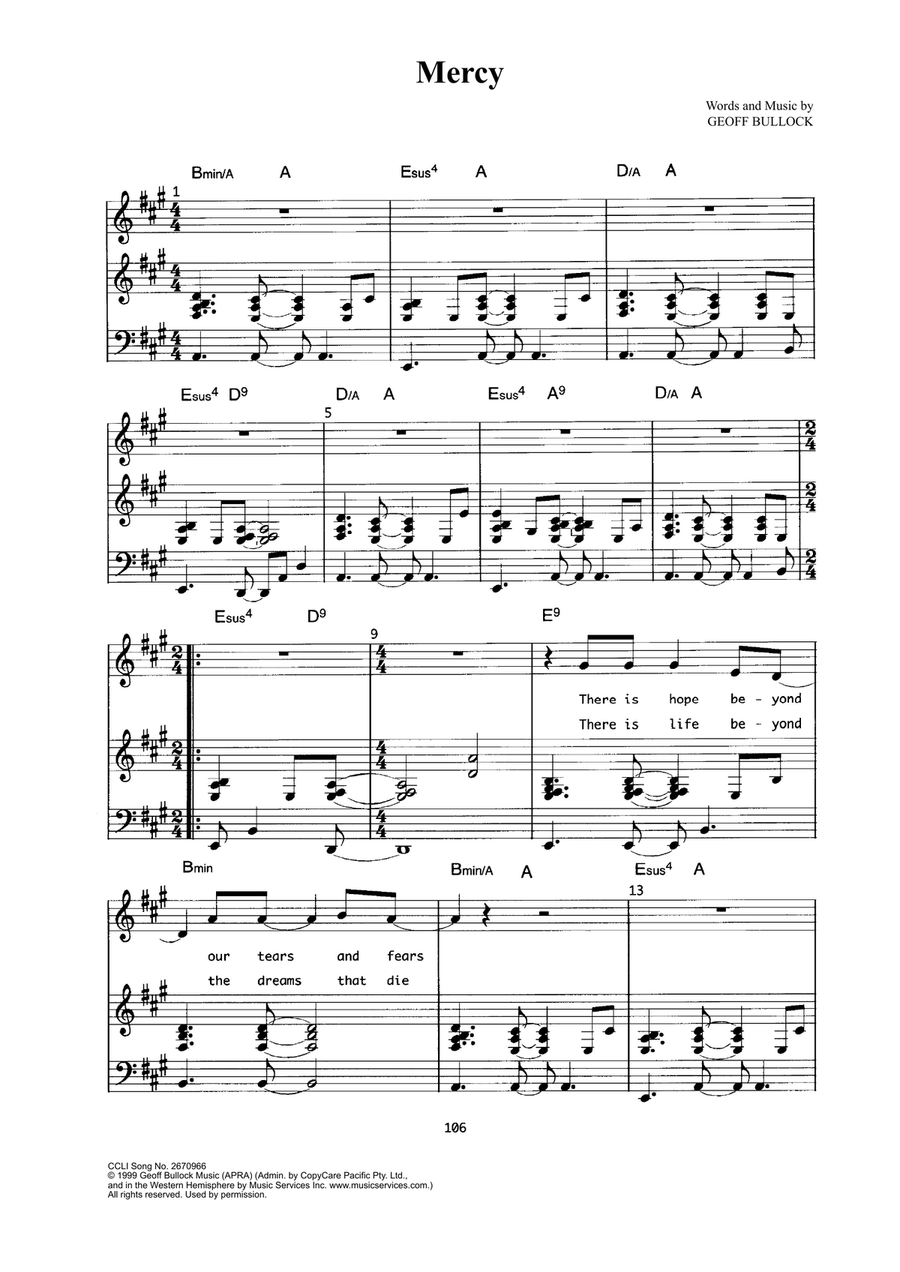 Mercy Mercy Piano, Vocal scores gallery preview page 1