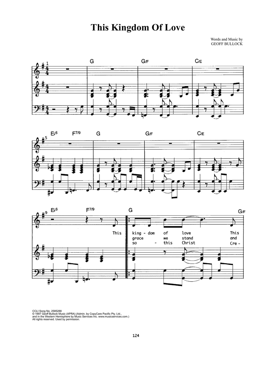 This Kingdom Of Love This Kingdom Of Love Piano, Vocal scores gallery preview page 1