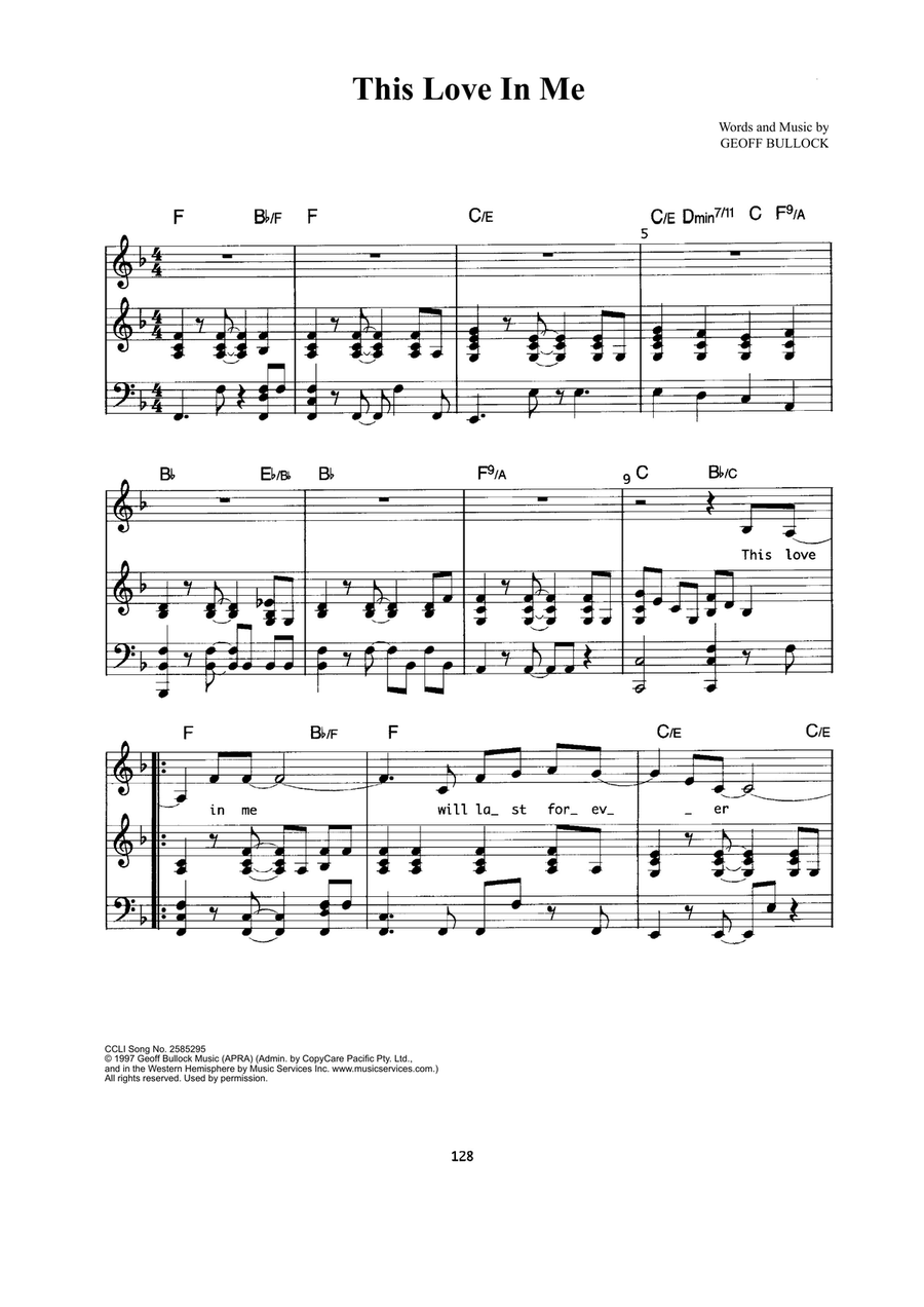 This Love In Me This Love In Me Piano, Vocal scores gallery preview page 1