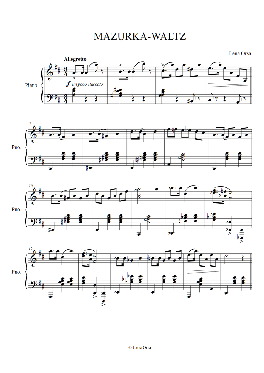 Mazurka-Waltz | Ballet Class Music Piano Method scores gallery preview page 1