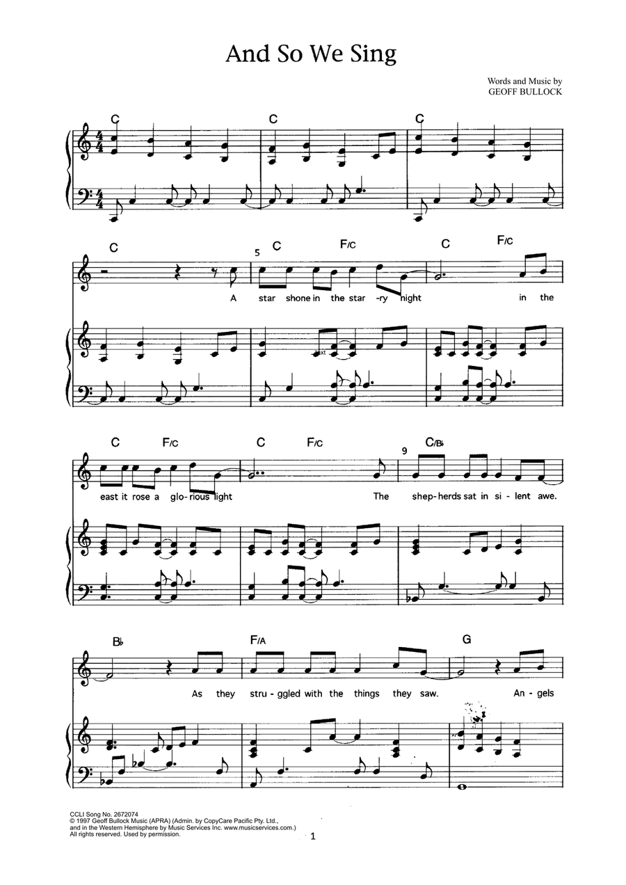 And So We Sing (A Star Shown) Piano, Vocal scores gallery preview page 1