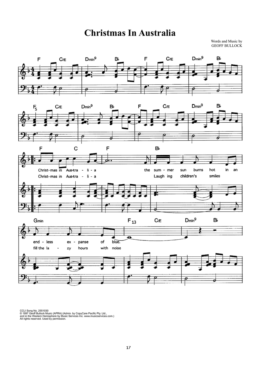Christmas In Australia Christmas In Australia Piano, Vocal scores gallery preview page 1