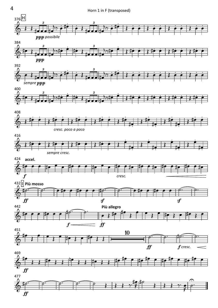 La gazza ladra (The Thieving Magpie) Overture - transposed horn parts (1-4) Horn Solo scores gallery preview page 4