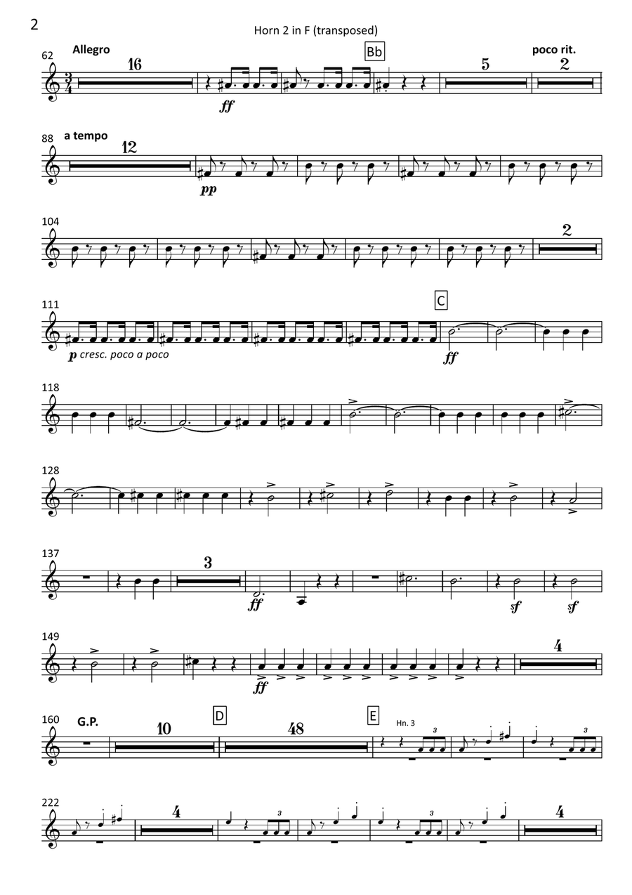 La gazza ladra (The Thieving Magpie) Overture - transposed horn parts (1-4) Horn Solo scores gallery preview page 6