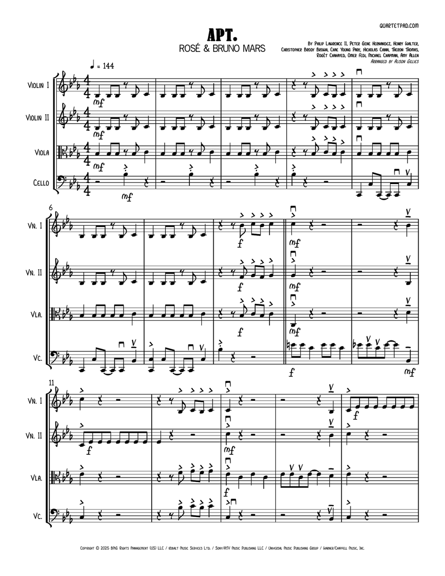 Apt. String Quartet scores gallery preview page 1