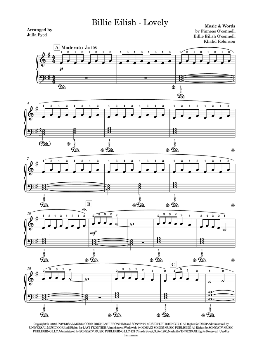 Lovely Lovely Easy Piano scores gallery preview page 1