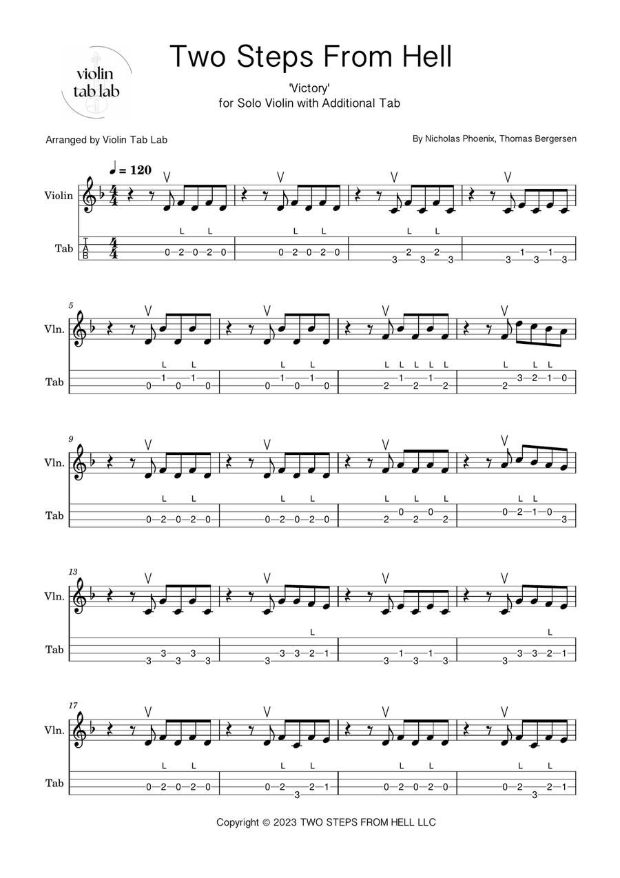 Two Steps From Hell - Trailer Violin Solo scores gallery preview page 1
