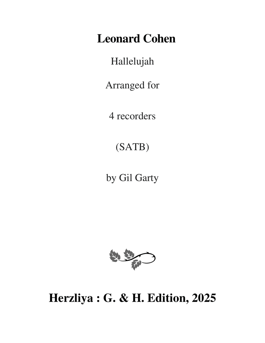 Hallelujah Hallelujah Soprano Recorder scores gallery preview page 1