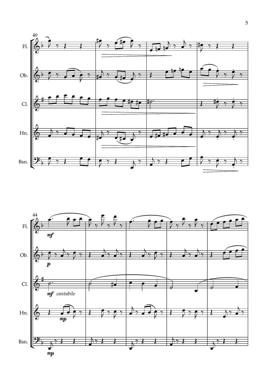 Midnight Carousel for Wind Quintet Woodwind Quintet scores gallery preview page 6