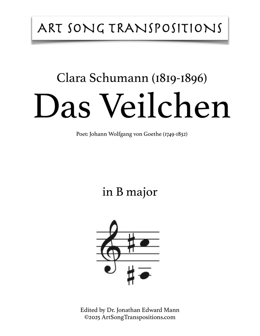 SCHUMANN: Das Veilchen (transposed to B major) Piano, Vocal scores gallery preview page 1