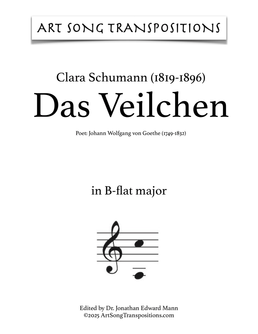 SCHUMANN: Das Veilchen (transposed to B-flat major) Piano, Vocal scores gallery preview page 1