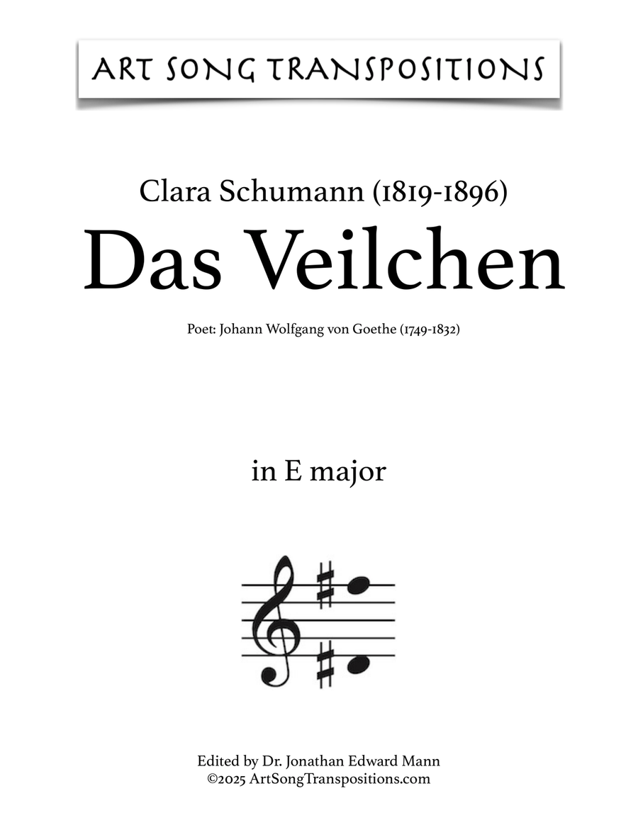 SCHUMANN: Das Veilchen (transposed to E major) Piano, Vocal scores gallery preview page 1